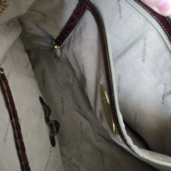 Brahmin Brown Crocodile Embossed Leather Tote